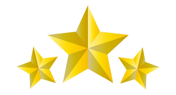 Glossy Three Star Icon Vector Premium Illustration Gold — Vector de stock