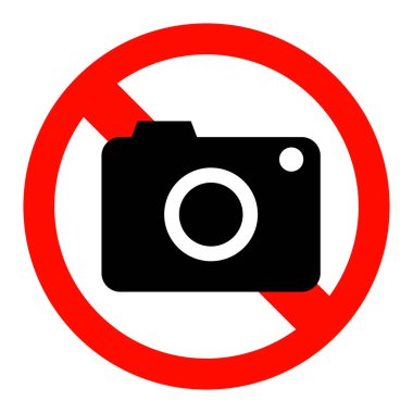 Prohibition symbol and camera icon. Vectors.