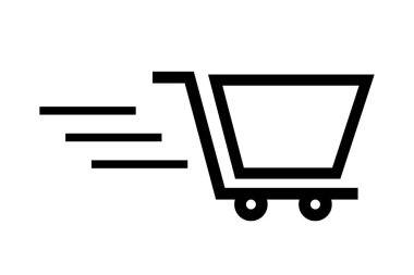 The icon of the shopping cart being moved.