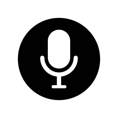 Microphone icon in a black circle. Vector.