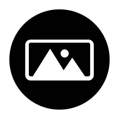 Round photo icon in black. Vector.