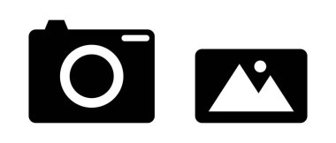 Camera and photo silhouette icon set. Vector.
