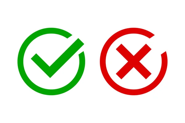 Set Check Mark Cross Mark Icons Right Wrong Vectors — Διανυσματικό Αρχείο