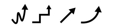 A set of icons with a diagonal upward arrow indicating an increase or rise.