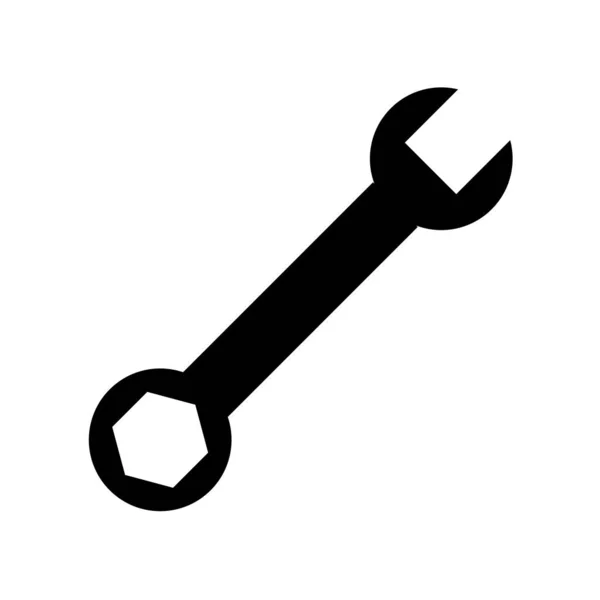 Wrench Black Silhouette Icon Vector — Stock Vector