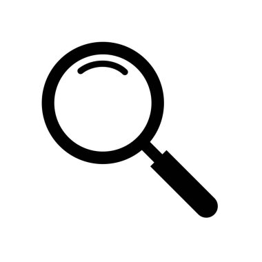 Magnifying silhouette icon in black. Vector.