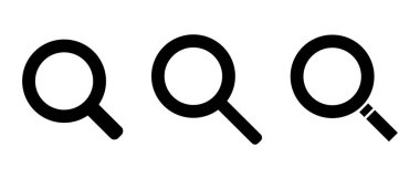 A set of magnifying glass icons in various designs. Editable vectors.