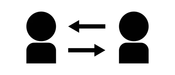 Two Figures Communicating Arrow Icon Vector — Stock Vector