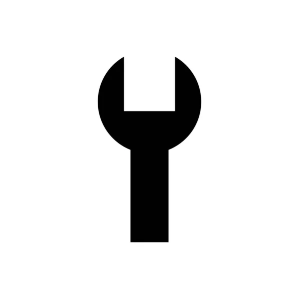 Spanner Icon Black Vector — Stok Vektör