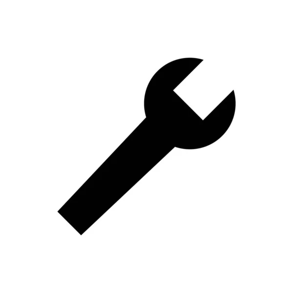 Black Wrench Silhouette Icon Vector — Vettoriale Stock