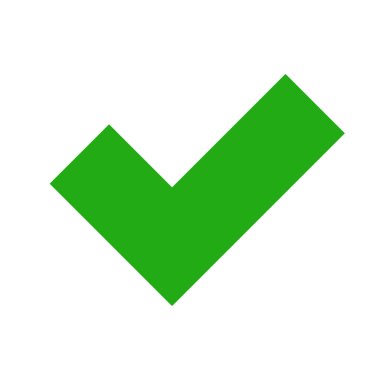 Green check mark. Flat design vector.