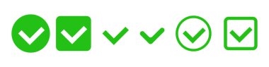 Colorful check mark icon set. Confirmation and agreement. Vector.