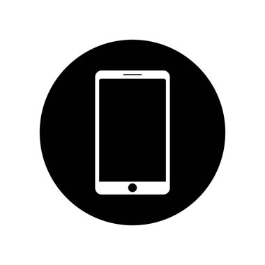 Smartphone icon in a black circle. Vector.