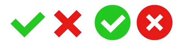 Check Mark Cross Mark Icon Set Vector — Stock Vector