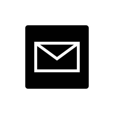 Mail icon in a black box. Vector.