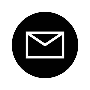 Mail icon in a black circle. Vector.