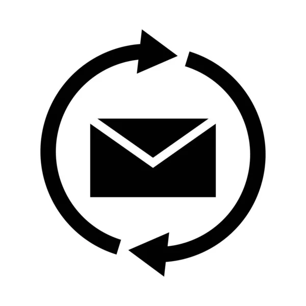 Rotating Arrow Mail Silhouette Icon Vector — Vetor de Stock