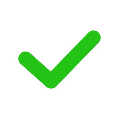Green check mark icon. Vector.