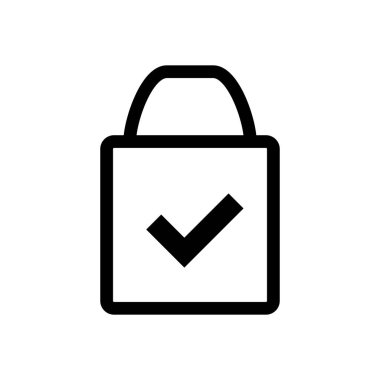 Silhouette of check mark and lock icon. Vector.