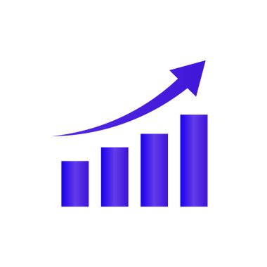 Purple arrow and bar graph. Business chart. Vector.