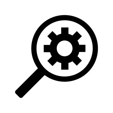 Magnifying glass and gear icon set. Vector.