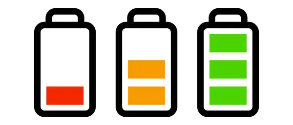 Set Battery Icons Each Charge Level Vector — стоковый вектор