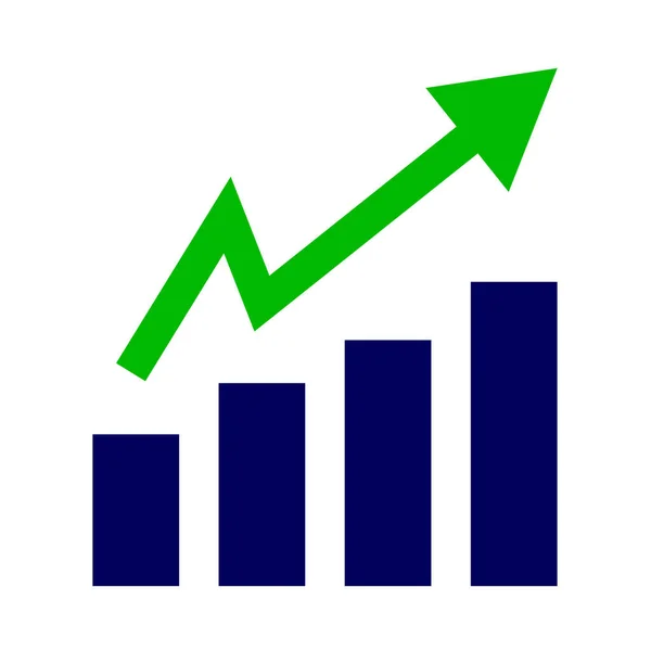 Bar Chart Icon Green Rising Arrow Business Performance Investment Quotes — Stok Vektör