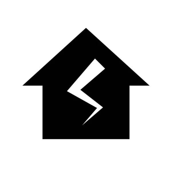 House Silhouette Lightning Icon Vector — Vettoriale Stock
