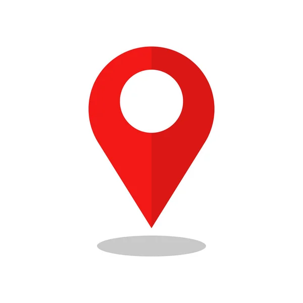 İzole edilmiş modern harita iğne simgesi ve gölge. Vektör.