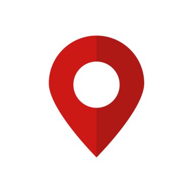 Red map pin icon. Vector.