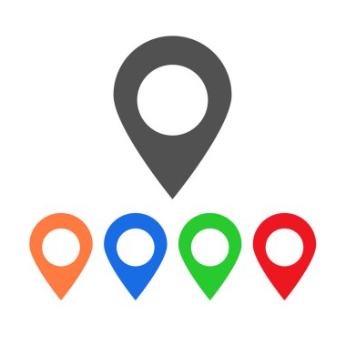 A set of colorful map pin icons. Vector.