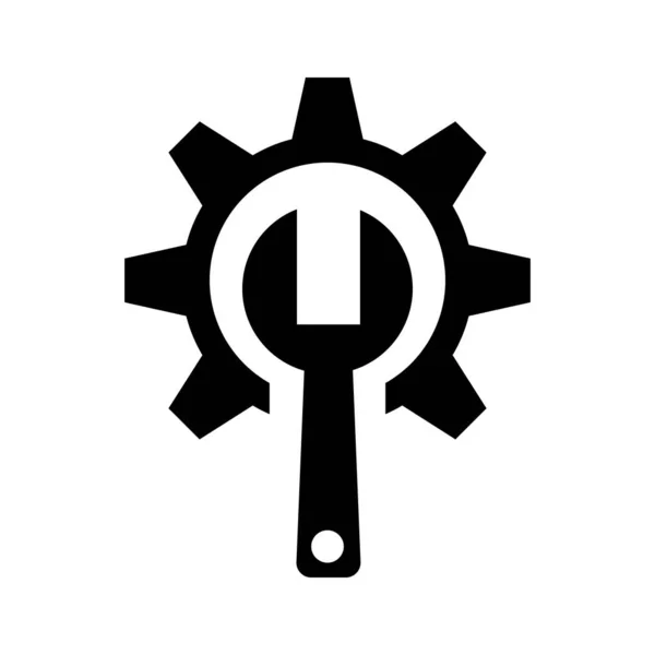Gears Wrench Silhouette Icon Vector — Stock Vector