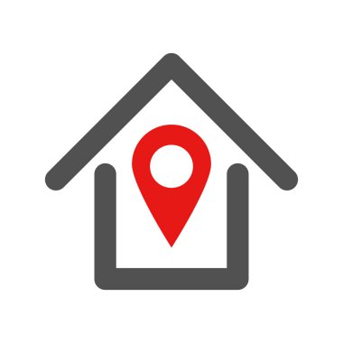 Bir evin harita pin simgesi. Vektörler.