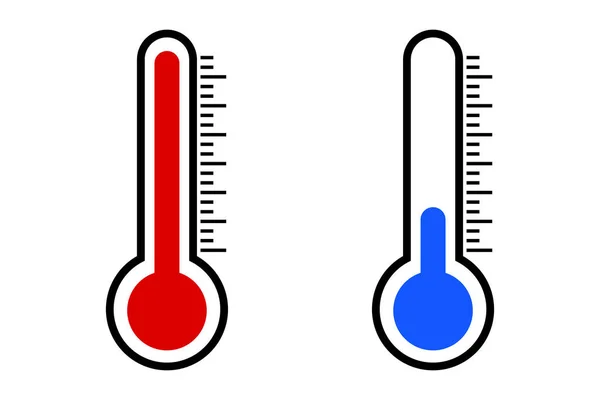 Hőmérő Ikonok Magas Hőmérséklettel Alacsony Hőmérsékletű Hőmérővel Vektorok — Stock Vector