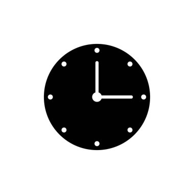 Saat silueti simgesi, saat ve dakika elli. Vektör.