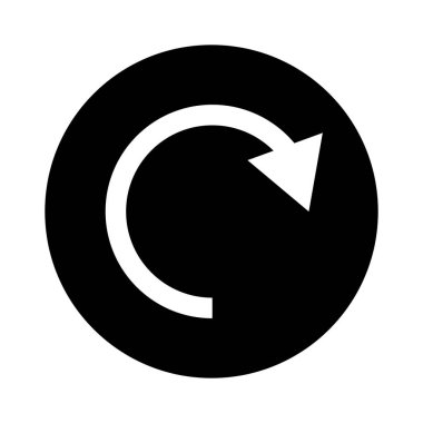 Dönen oku olan siyah bir daire simgesi. Vektör.