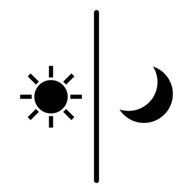 Güneş ve ay siluet simgeleri. Sabah ve gece. Vektör.