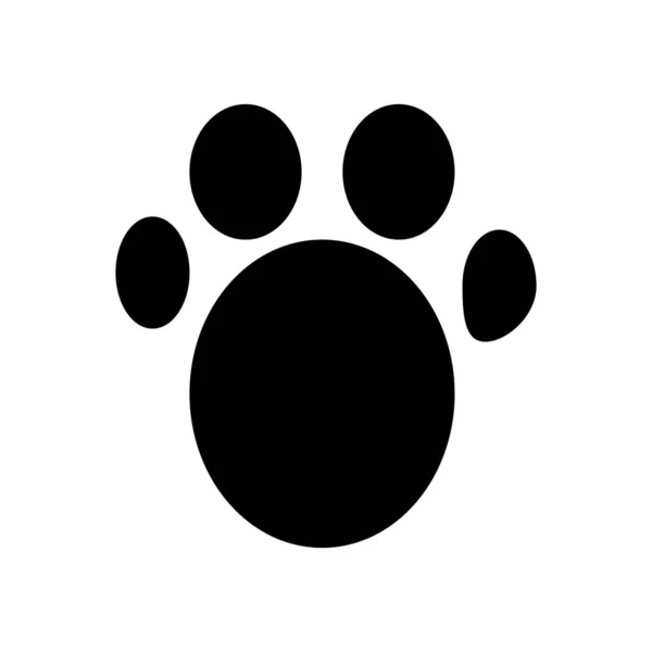 Paw Print Silhouette 아이콘 고양이와 발자국 — 스톡 벡터
