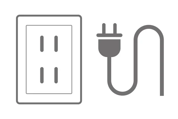 Set Van Pictogrammen Van Voeding Snoer Stopcontact Vector — Stockvector