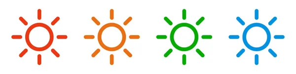 Набір Барвистих Сонячних Іконок Контроль Яскравості Вектори — стоковий вектор