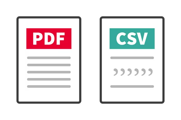 Conjunto Iconos Para Archivos Pdf Csv Vector — Archivo Imágenes Vectoriales