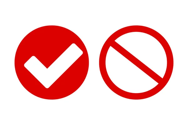 Eine Reihe Von Symbolen Für Häkchen Und Stoppschild Vektor — Stockvektor