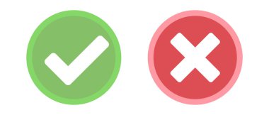 İşaretleme ve işaretleme simgesi ayarlandı. Başarı ve başarısızlık. Vektör.