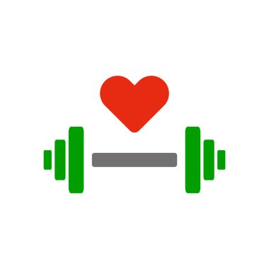 Mankafa ve kalp izi ikonu. Güç eğitimini seviyor. Kas eğitimini seviyor. Vektör.