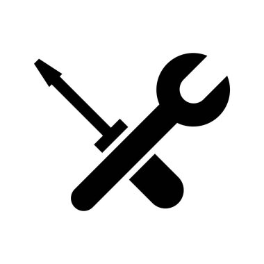 İngiliz anahtarı ve tornavida silueti simgeleri. Vektör.