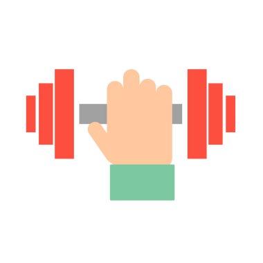 Yükselen ok ve dambıl simgesi. Kas antrenmanı. Kasları güçlendiriyor. Vektörler.