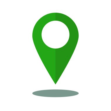 Harita iğneleri ve gölge simgeleri. Konum bilgisi. Düzenlenebilir vektörler.