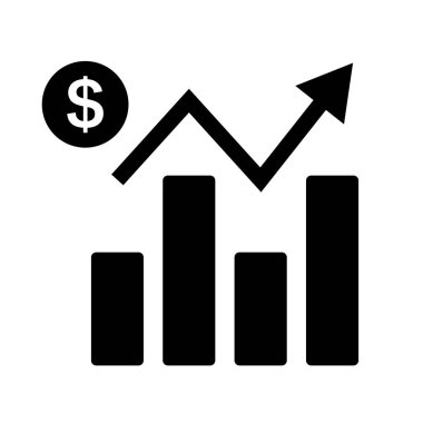 Artan dolar fiyat tablosu ve grafik simgesi. Düzenlenebilir vektörler.