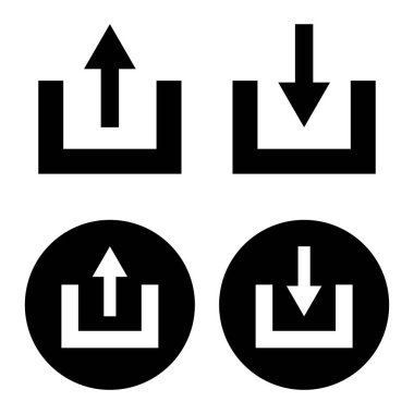 Bir dizi indirme ve yükleme simgeleri. Vektörler.