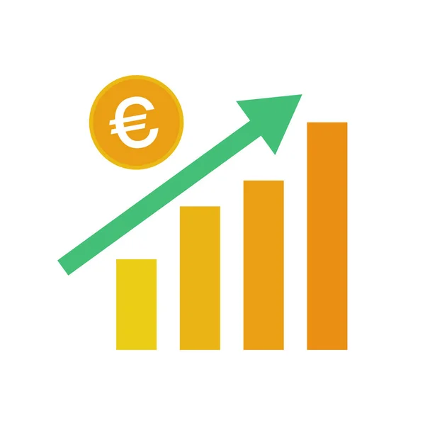 Euro Price Rise Chart Bar Graph Icon Editable Vectors — Stock Vector